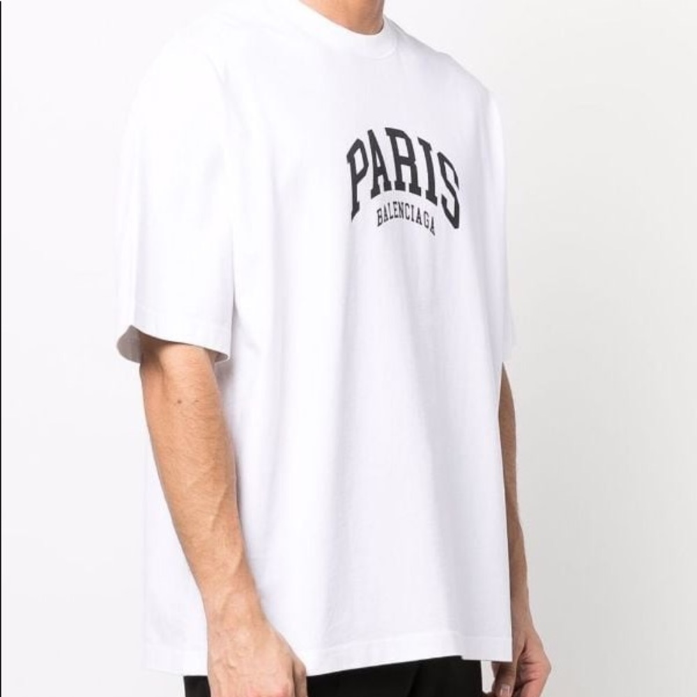 BALENCIAGA Cities Paris T-Shirt Medium Fit white / black vintage jersey SMALL - Picture 14 of 14